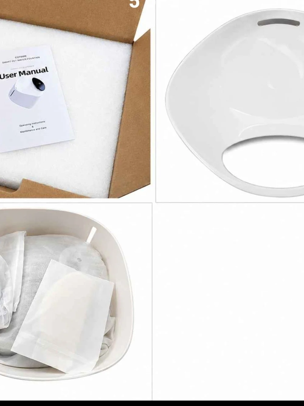 Smart Pet Water Fountain — White with Black Top